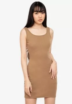 ZALORA BASICS Basic Square Neck Bodycon Dress