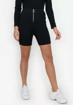 ZALORA BASICS Contrast Zip Up Rib Shorts