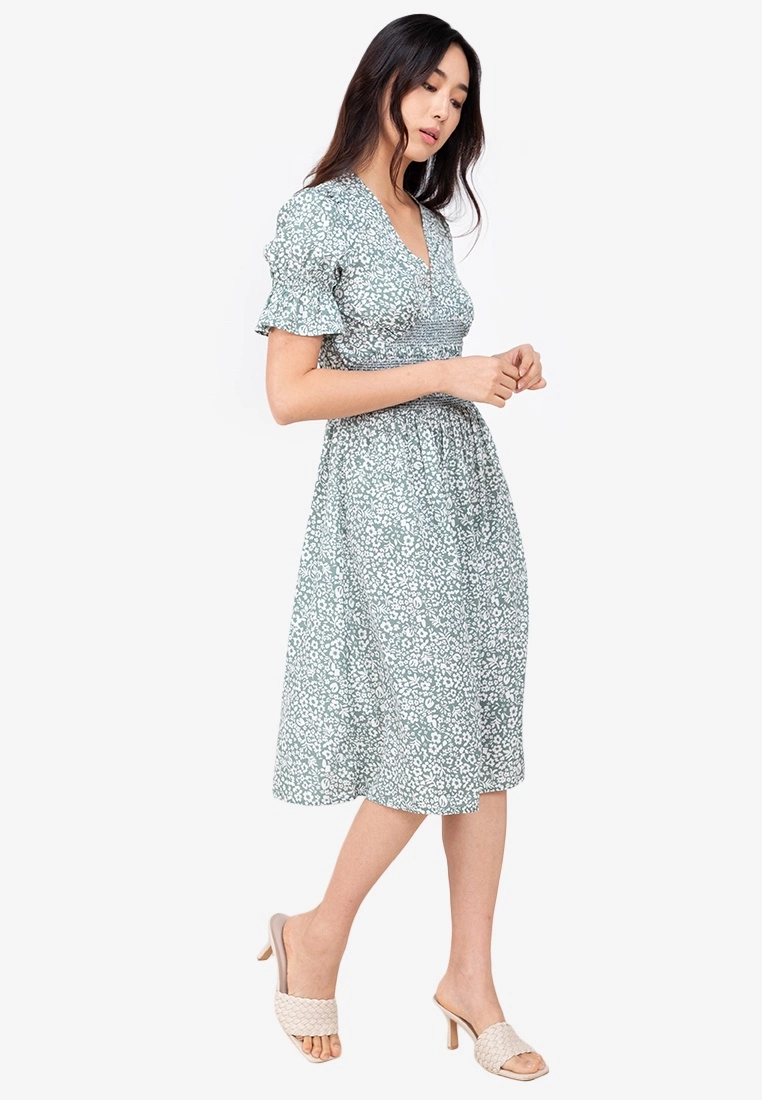 ZALORA BASICS Short Puff Sleeve Midi Dress - Billede 4