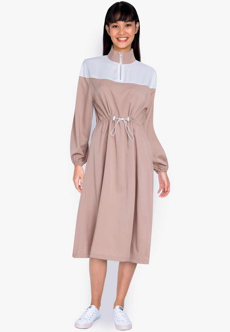 ZALORA BASICS Blocked Drawstring Dress