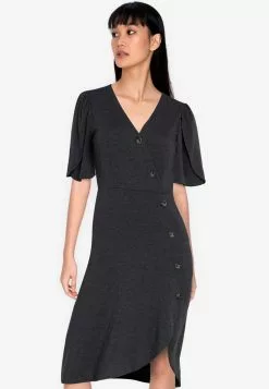 ZALORA BASICS Tulip Sleeves Asymmetric Tea Dress