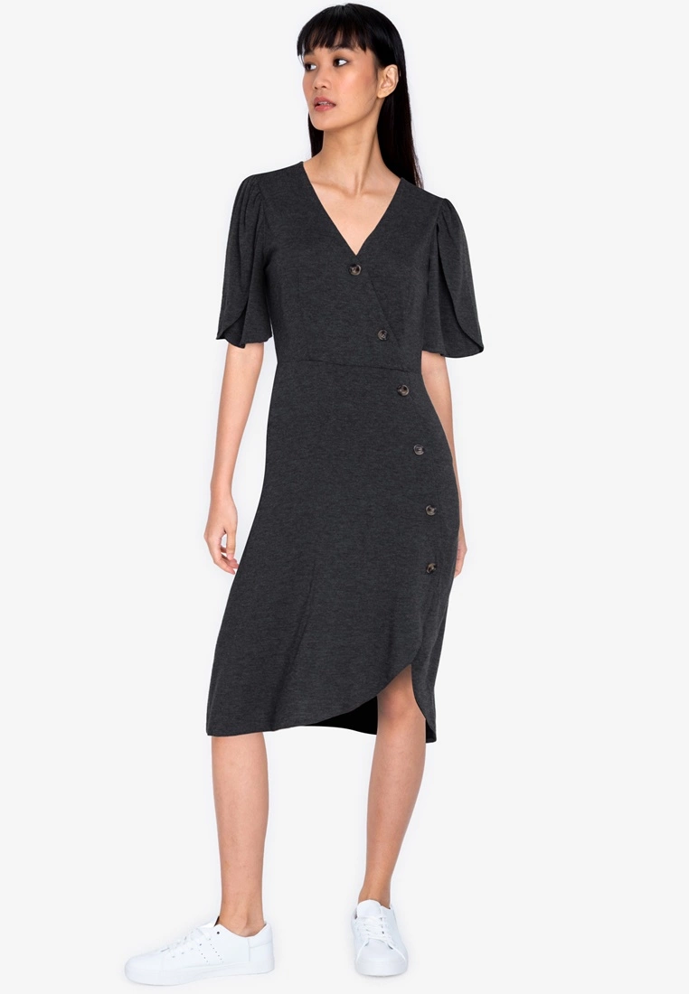 ZALORA BASICS Tulip Sleeves Asymmetric Tea Dress - Billede 4