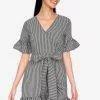 ZALORA BASICS Short Sleeve Flutter Hem Dress