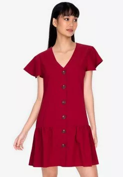 ZALORA BASICS Button Down Flutter Hem Dress