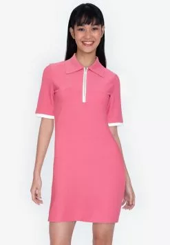 ZALORA BASICS Collared Bodycon Dress with Zip Detail