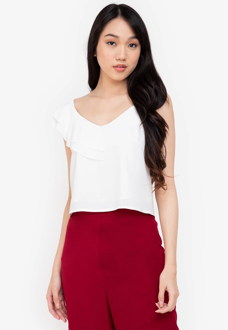 ZALORA BASICS Ruffle Detail Cami Top