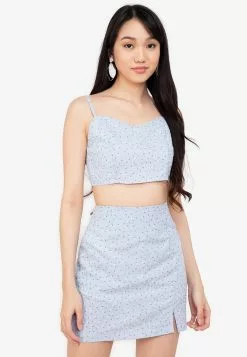 ZALORA BASICS Stripes Back Zipper Bustier Top