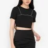 ZALORA BASICS Reflective Piping Cropped Top
