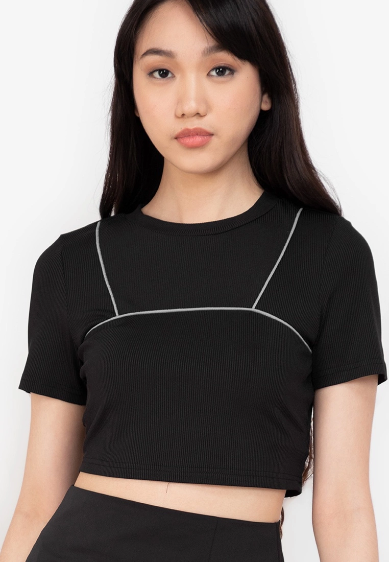 ZALORA BASICS Reflective Piping Cropped Top - Billede 3