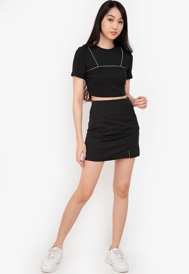 ZALORA BASICS Reflective Piping Cropped Top - Billede 4