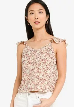 ZALORA BASICS Floral Cap Sleeve Top