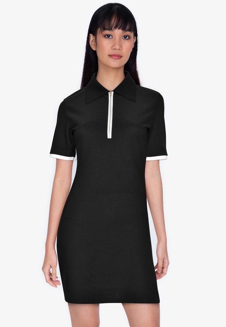 ZALORA BASICS Collared Bodycon Dress with Zip Detail