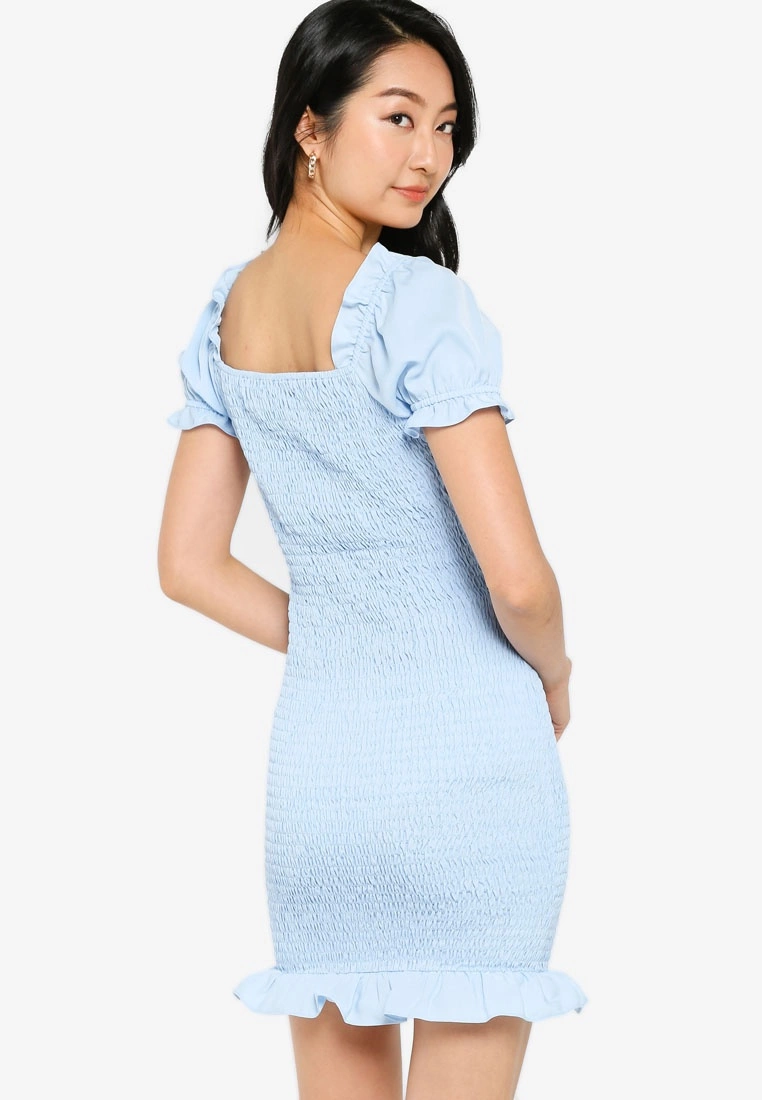 ZALORA BASICS Square Neck Smocked Mini Dress - Billede 2