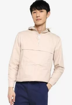 ZALORA BASICS Hooded Half Zip Anorak