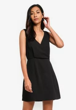 ZALORA BASICS Basic V-Neck Cross Back Mini Dress