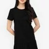 ZALORA BASICS Gathered Hem Denim Dress