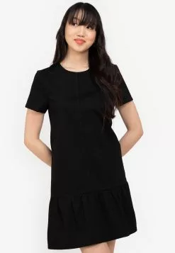 ZALORA BASICS Gathered Hem Denim Dress
