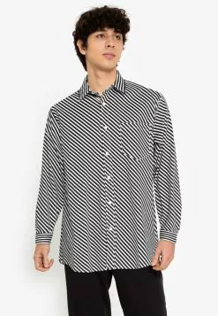 ZALORA BASICS Parallel Striped Shirt