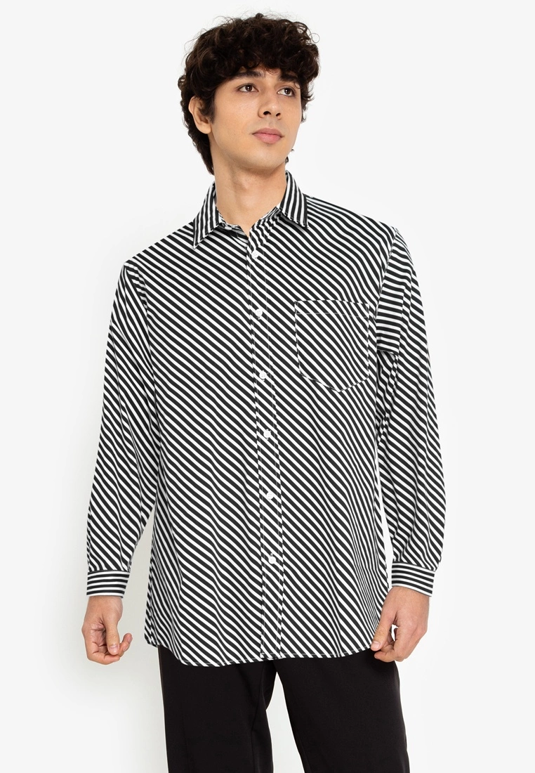 ZALORA BASICS Parallel Striped Shirt
