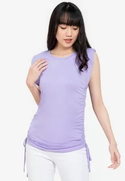 ZALORA BASICS Shoulder Pad Ruched Sides T-Shirt