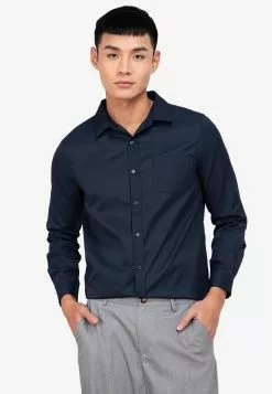 ZALORA BASICS Dobby Weave Long Sleeve Shirt