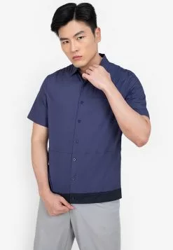ZALORA BASICS Tonal Colour Short Sleeve Shirt