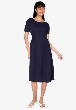 ZALORA BASICS V-Back Short Sleeve Midi Dress