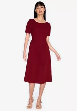 ZALORA BASICS V-Back Short Sleeve Midi Dress