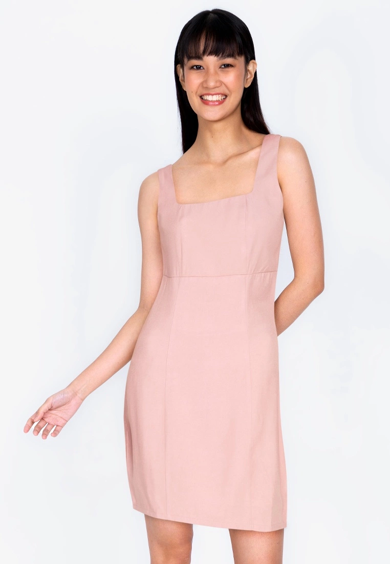 ZALORA BASICS Fitted Square Neck Mini Dress