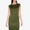 ZALORA BASICS Split Back Ruched Padded Shoulder Dress