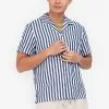 ZALORA BASICS Candy Stripes Camp Collar Shirt