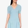 ZALORA BASICS Puff Sleeve V Neck Mini Dress