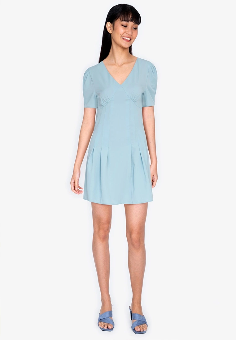 ZALORA BASICS Puff Sleeve V Neck Mini Dress - Billede 4