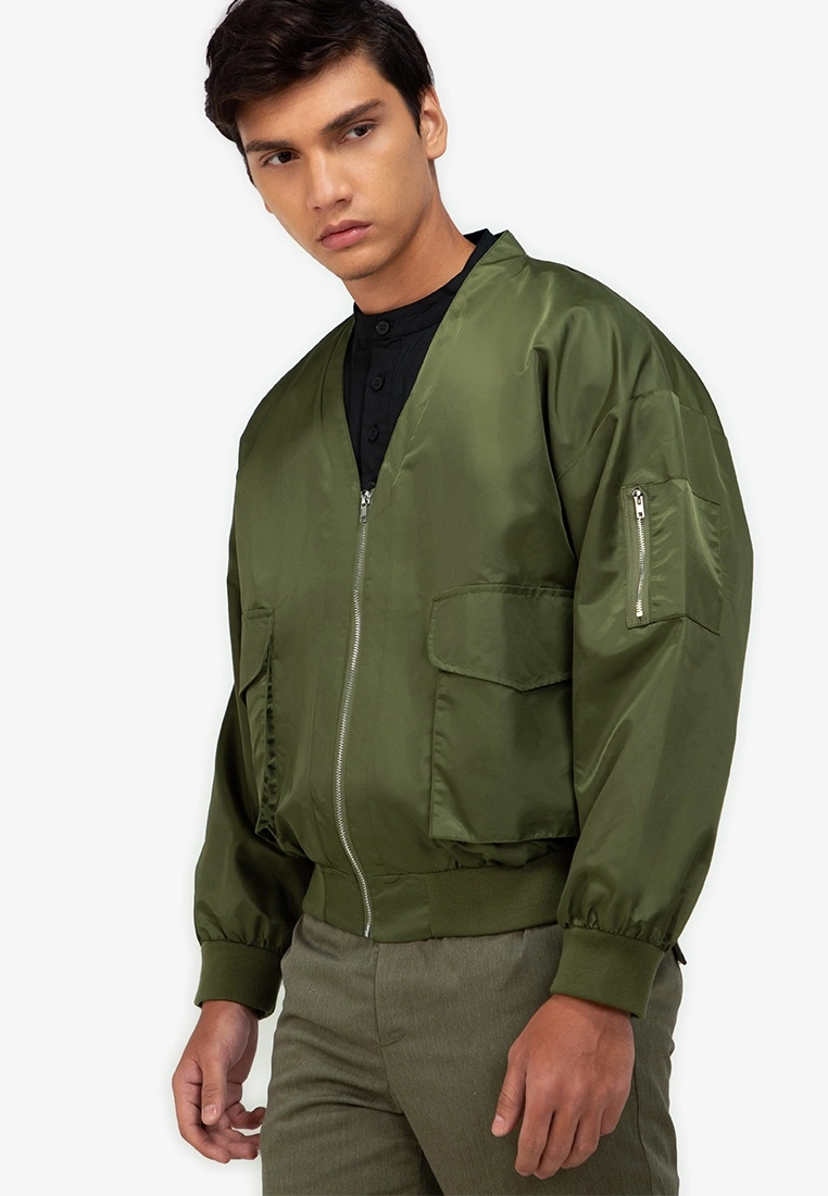 ZALORA BASICS V-Neck Bomber Jacket