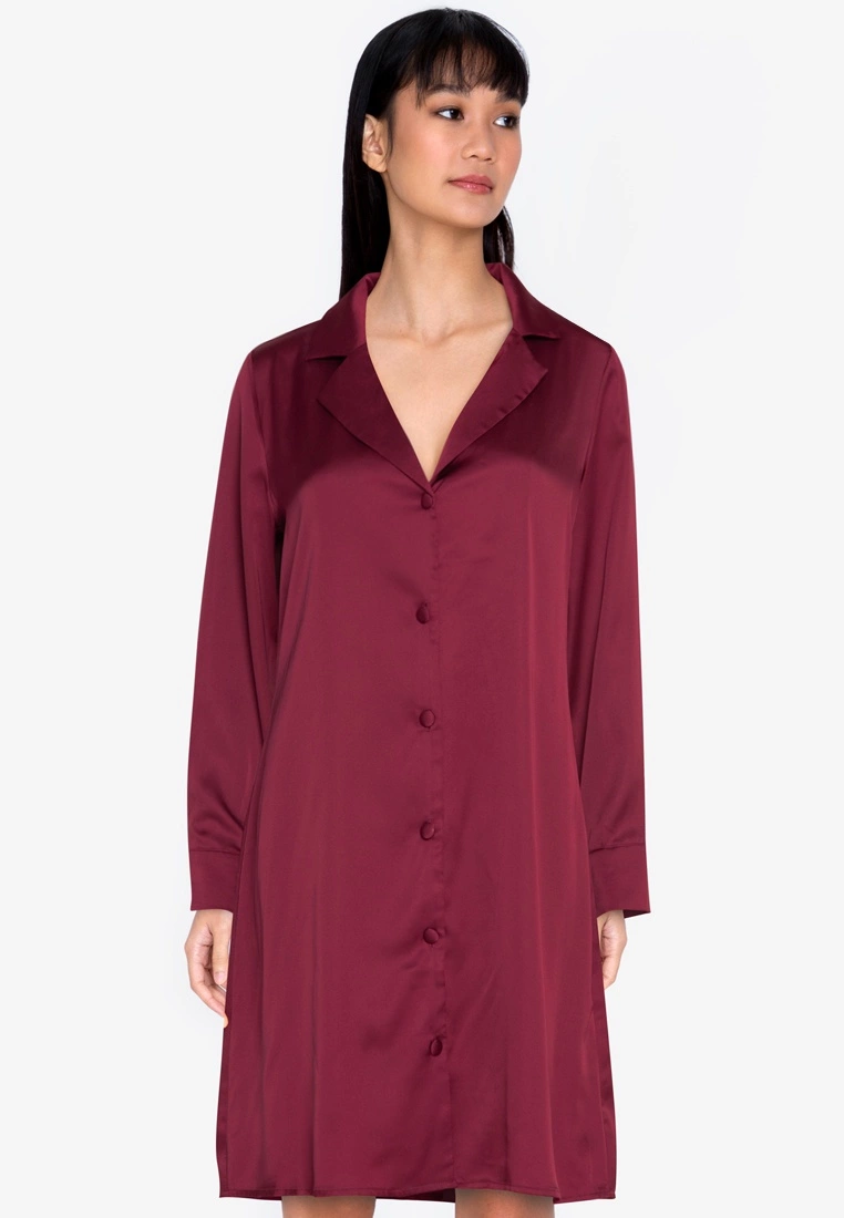 ZALORA BASICS Satin Shirt Dress