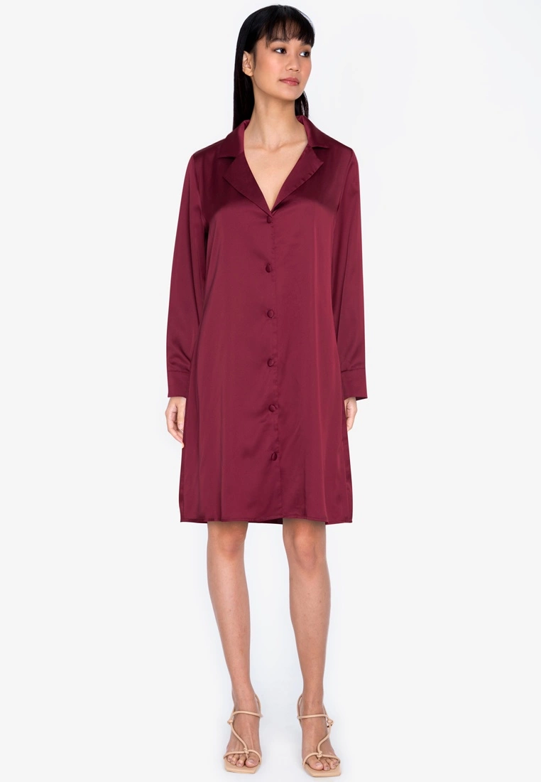 ZALORA BASICS Satin Shirt Dress - Billede 4