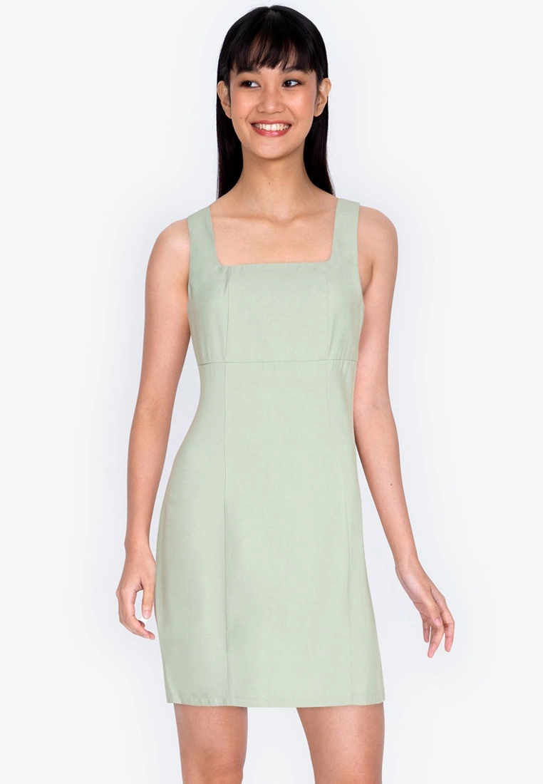 ZALORA BASICS Fitted Square Neck Mini Dress