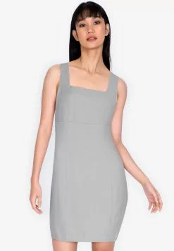 ZALORA BASICS Fitted Square Neck Mini Dress