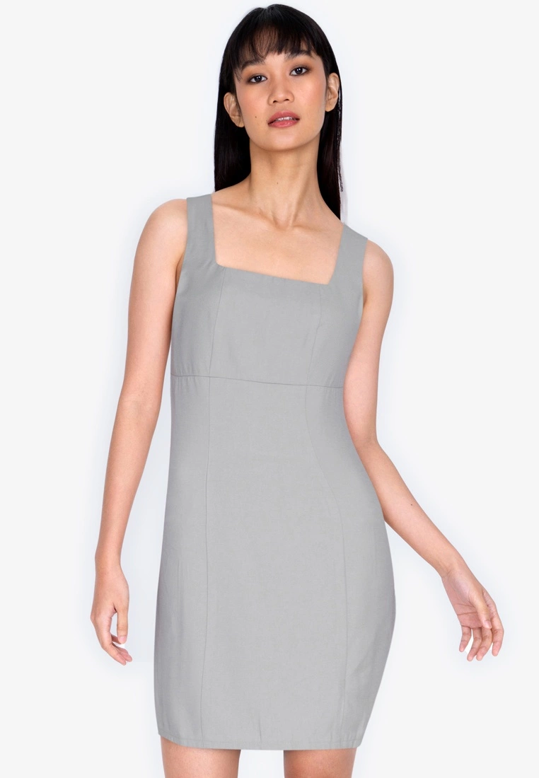 ZALORA BASICS Fitted Square Neck Mini Dress