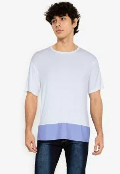 ZALORA BASICS Checked Hem T-Shirt