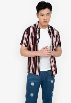 ZALORA BASICS Mix Print Short Sleeve Shirt