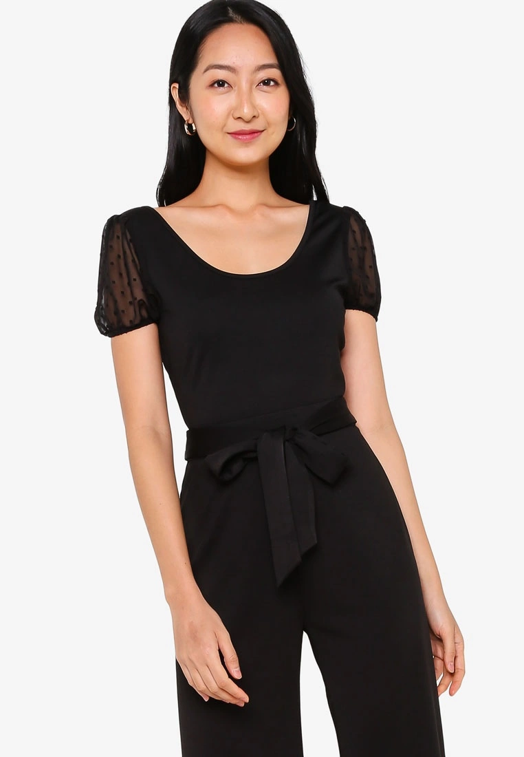 ZALORA BASICS Organza Sleeve Top