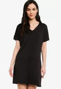 ZALORA BASICS V Neck Dolman Sleeves Dress