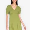 ZALORA BASICS Puff Sleeve V Neck Mini Dress