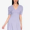 ZALORA BASICS Puff Sleeve V Neck Mini Dress