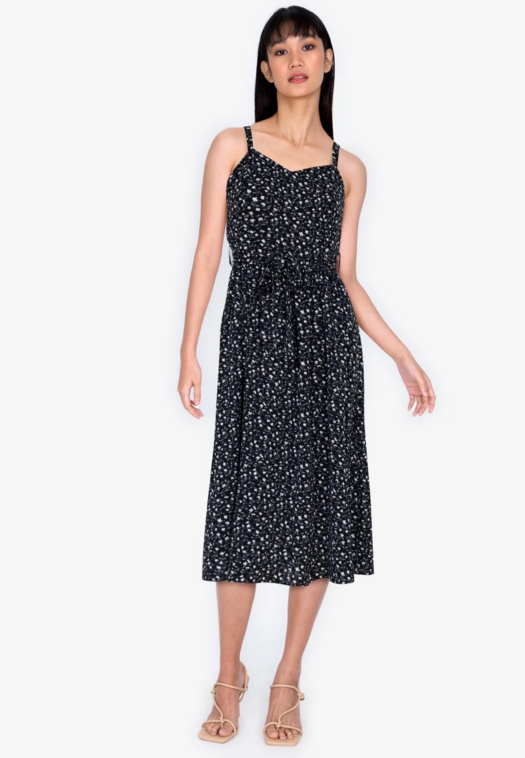 ZALORA BASICS Sweetheart Neckline Midi Dress
