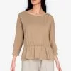 ZALORA BASICS Gathered Waist 3/4 Sleeve Top