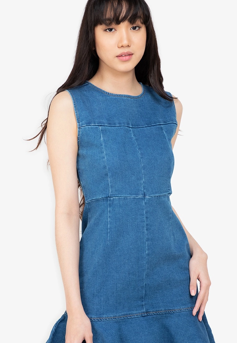 ZALORA BASICS Fluted Hem Denim Dress - Billede 3