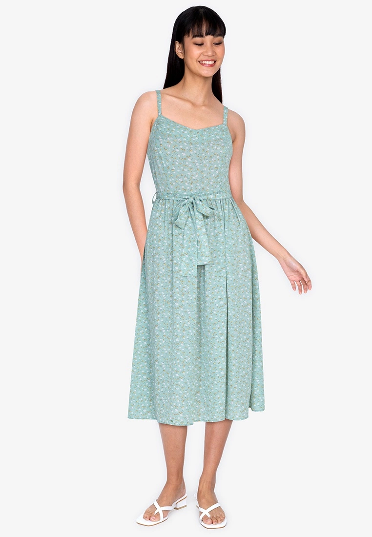 ZALORA BASICS Sweetheart Neckline Midi Dress