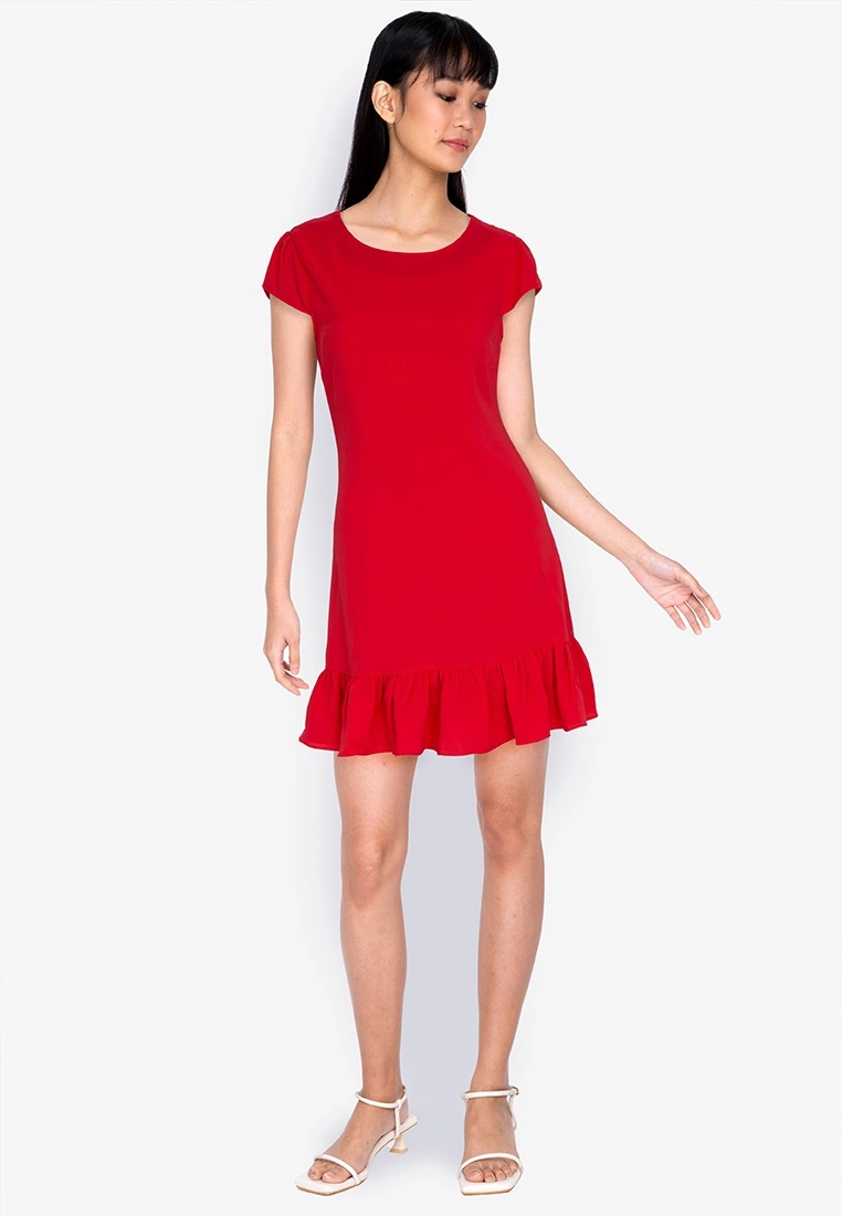 ZALORA BASICS Cap Sleeve Flutter Hem Dress - Billede 4